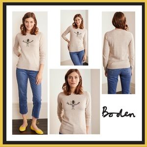 Rare Boden Cashmere Blend The Bee’s Knees Estella Sweater in Oatmeal Size XL